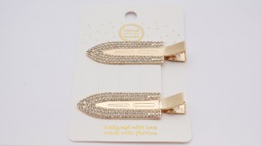 Зажим для волос золото со стразами лопаточка оптом. Красивые и модные заколки, быстрый сбор заказа и доставка.