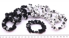 Резинки для волос шелковые чёрно-белые оптом