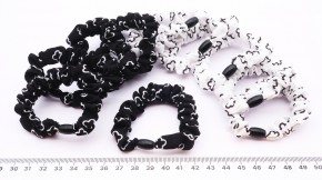 Резинки для волос шелковые чёрно-белые оптом