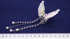 Крабы для волос бабочка купить оптом, размер 5 см. Крабы для волос металлические со стразами и жемчугом по низкой цене хорошего качества, быстрый сбор заказа.