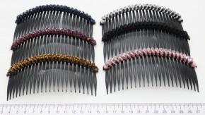 Красивый чёрный гребень для волос с бусинами оптом.