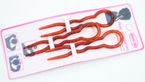 Корейские шпильки для волос купить оптом. В наборе 3 шпильки коричневого цвета, хорошо держат волосы