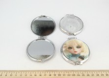 Косметическое зеркало карманное круглое А018 серебро
