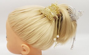 Крабы для волос бабочка купить оптом, размер 5 см. Крабы для волос металлические со стразами и жемчугом по низкой цене хорошего качества, быстрый сбор заказа.