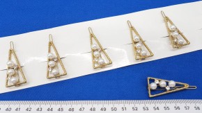 Зажим RC-3669 треугольник с жемчугом 4.5 см оптом